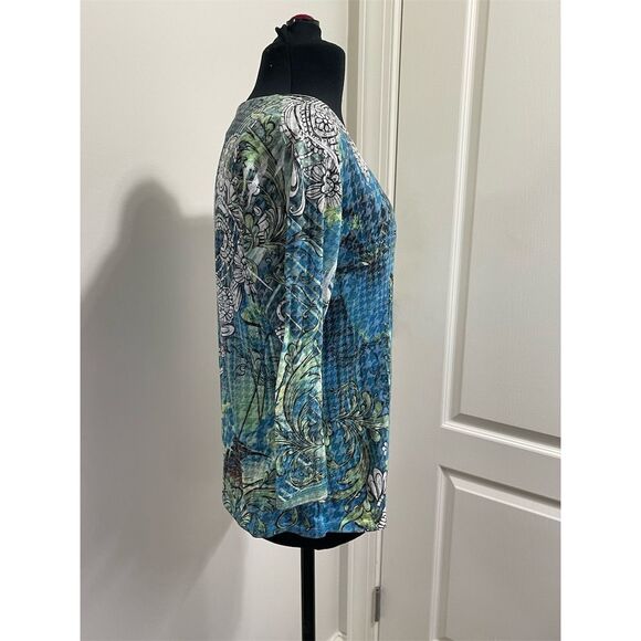 New Directions Women's Fitted Petite Top PXL 3/4 Sleeve hummingbird design - Picture 4 of 10